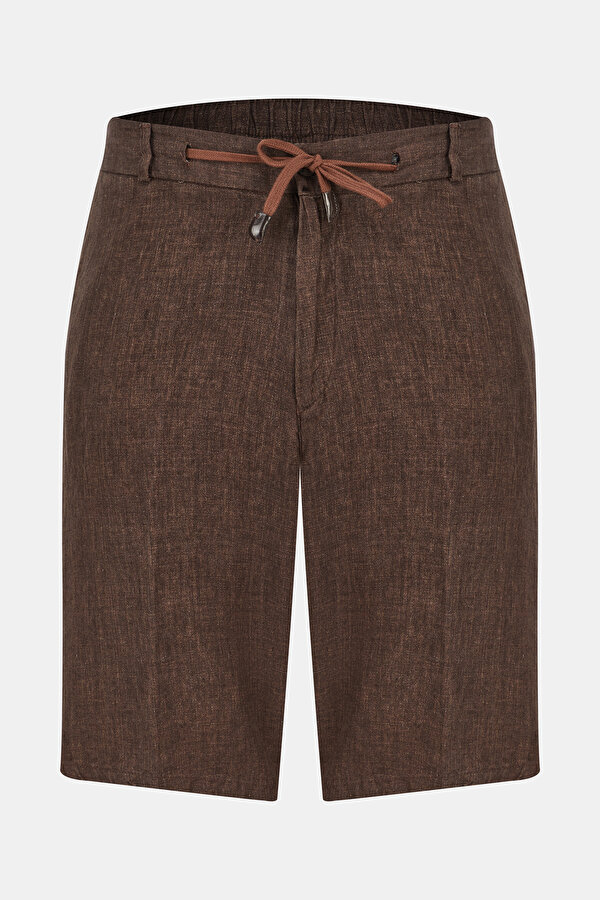 BROWN LINEN BERMUDA