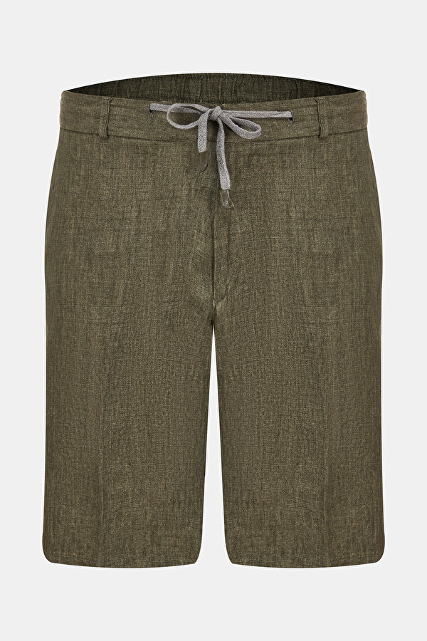 KHAKI LINEN BERMUDA