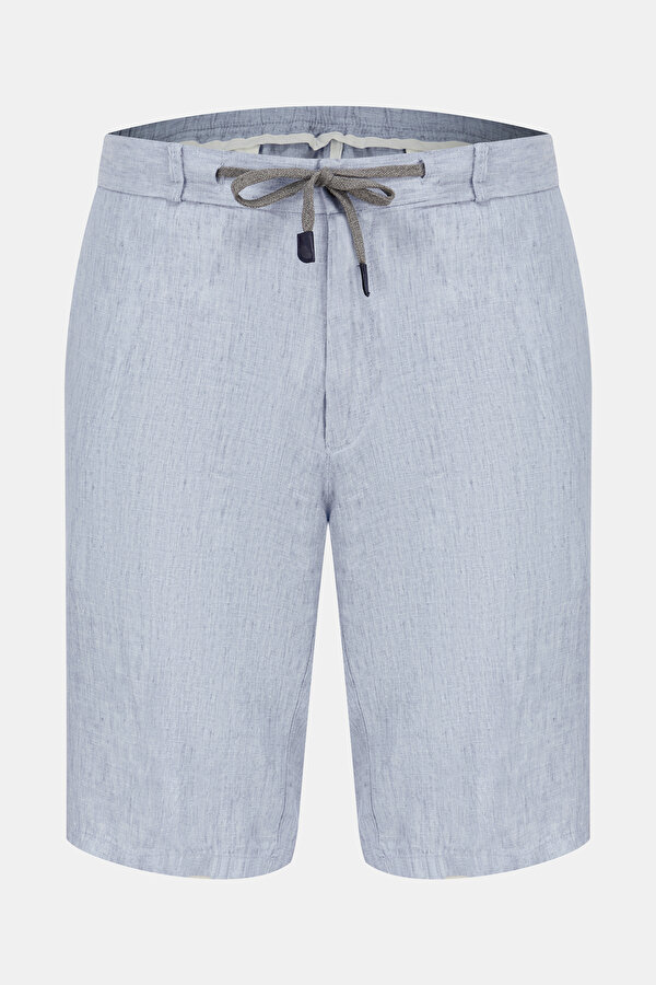 BLUE LINEN BERMUDA