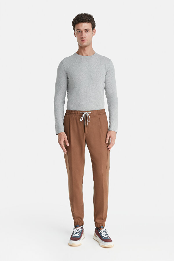 CAMEL DÜZ FLANEL PANTOLON