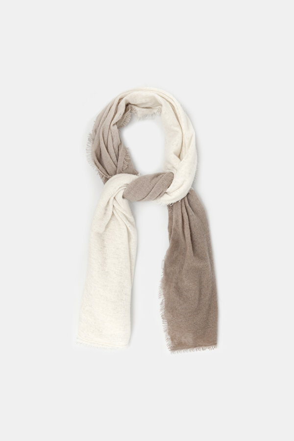 BEIGE DEGRADE DESIGN CASHMERE SHAWL