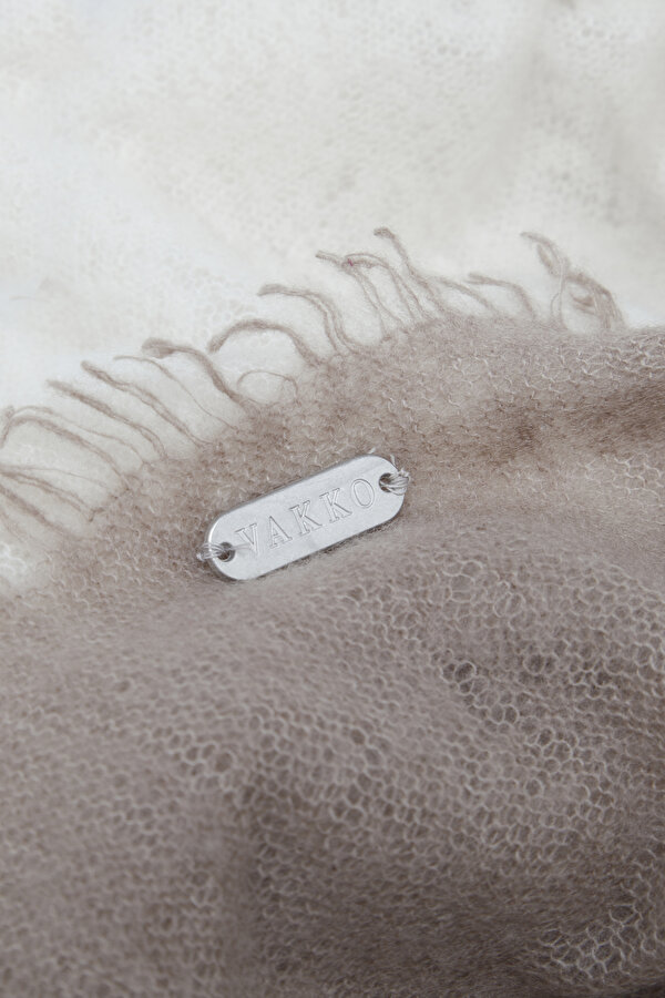 BEIGE DEGRADE DESIGN CASHMERE SHAWL 2
