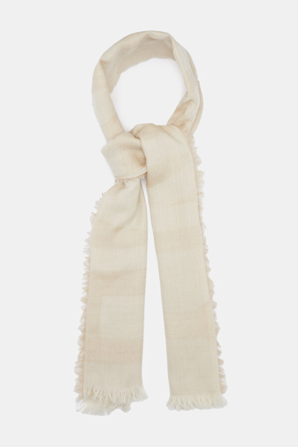 BEIGE DESIGN FILLED WOOL SHAWL