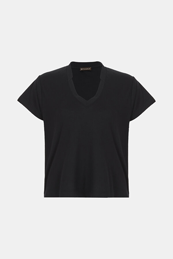 BLACK V NECK SHORT SLEEVE TSHIRT