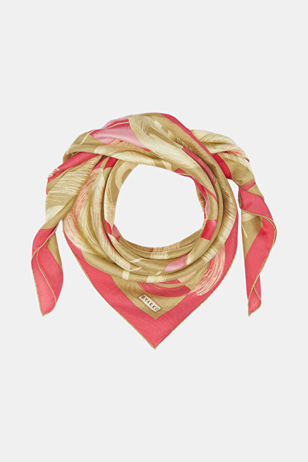 PINK GEOMETRIC DESIGN VOILE SILK SCARF 2