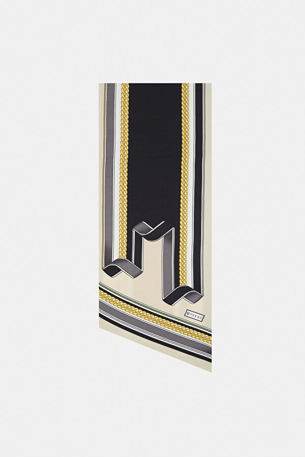 SIYAH GEOMETRIK DESENLI TWILL FULAR