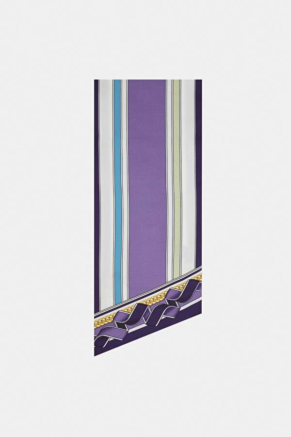 MOR GEOMETRIK DESENLI TWILL FULAR 2