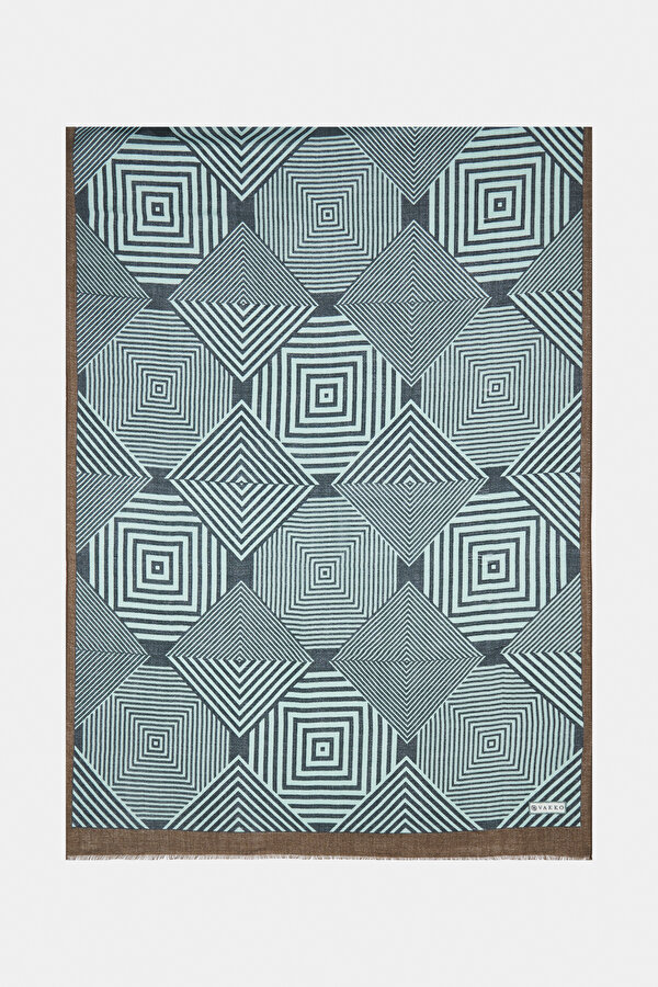 MINT GEOMETRIC DESIGN CASHMERE/SILK SHAWL
