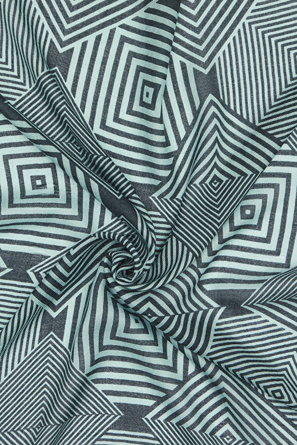MINT GEOMETRIC DESIGN CASHMERE/SILK SHAWL 2