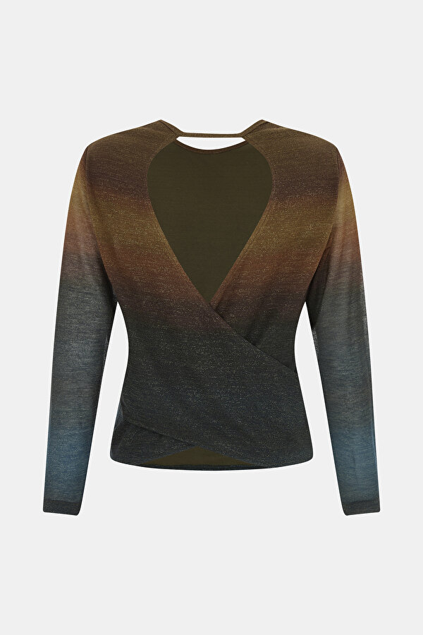 BLUE BASIC / ROUND NECKLINE LONG SLEEVE BLOUSE 6