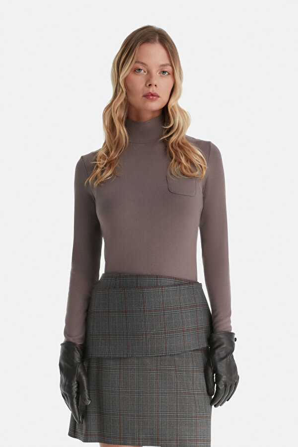 TAN CHECK MINI SKIRT 2