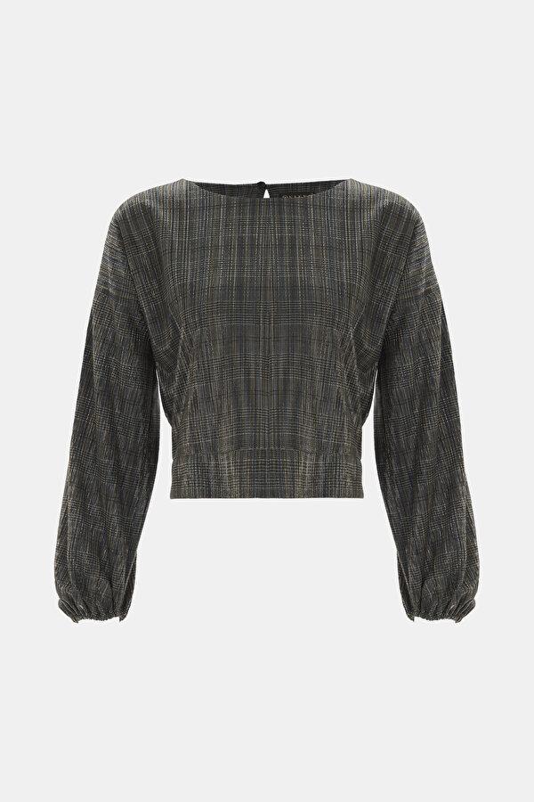 BLACK BOAT NECK LONG SLEEVE BLOUSE