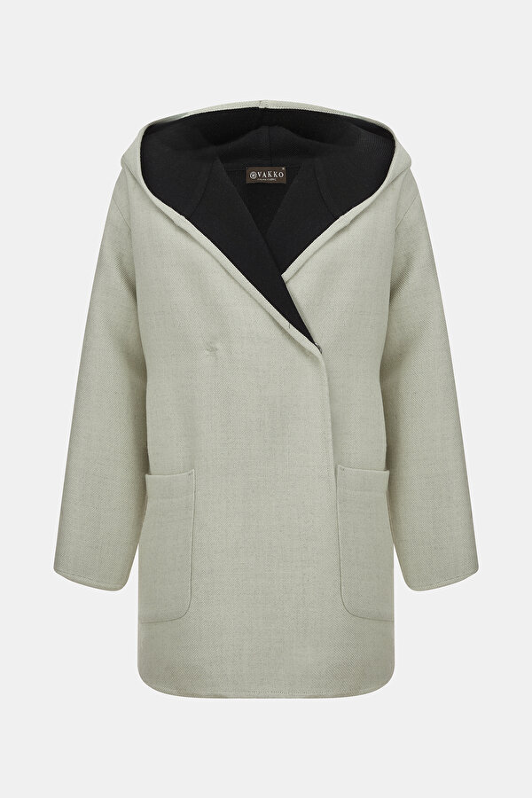 BLACK WOOL SHORT REEFER JACKET