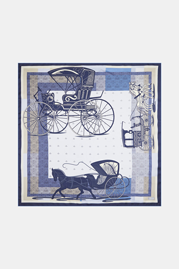 LIGHT BLUE OBJECT DESIGN TWILL SCARF
