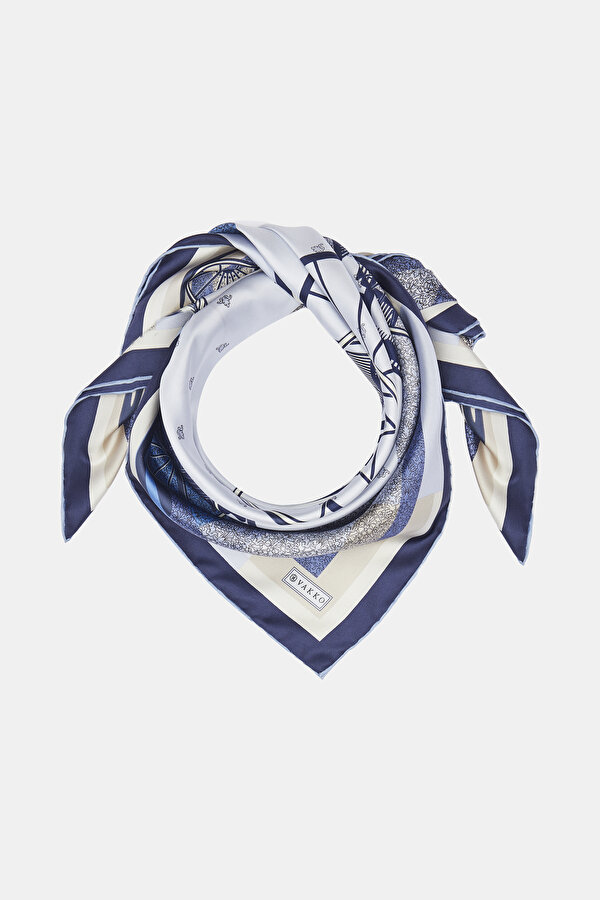 LIGHT BLUE OBJECT DESIGN TWILL SCARF 2