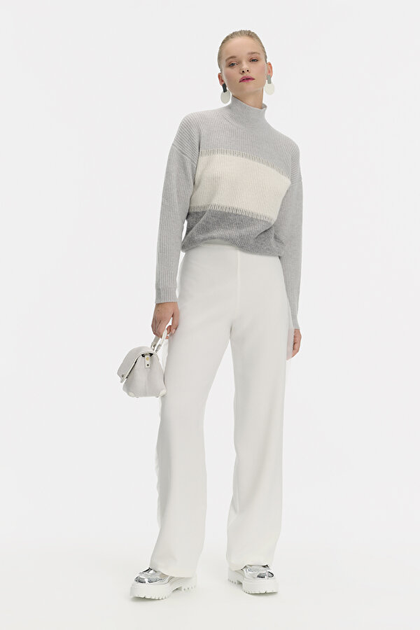 ECRU WIDE LEG TROUSERS