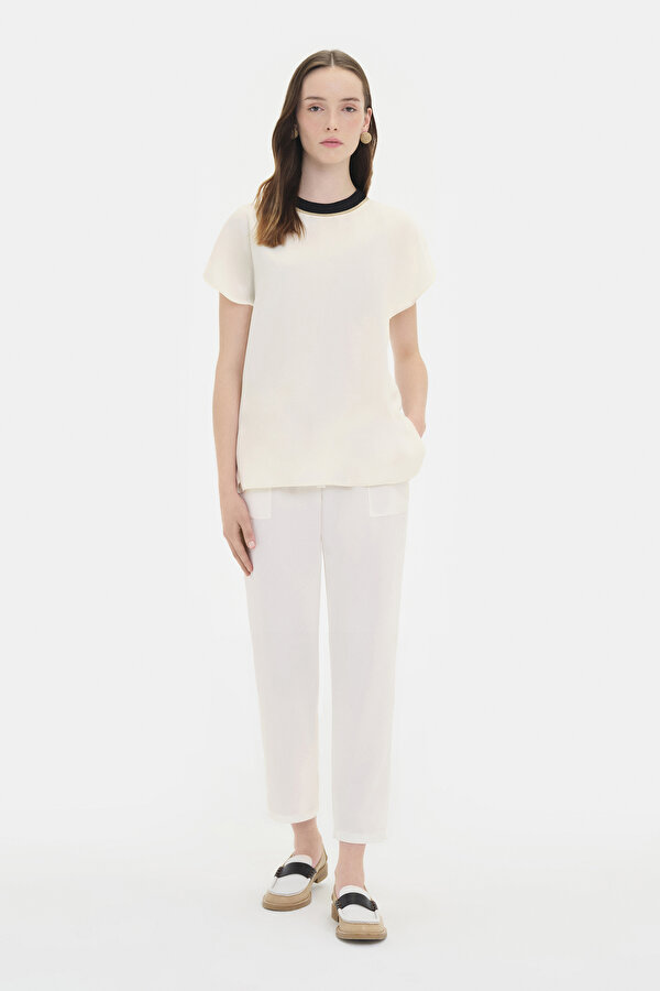 ECRU WIDE LEG TROUSERS