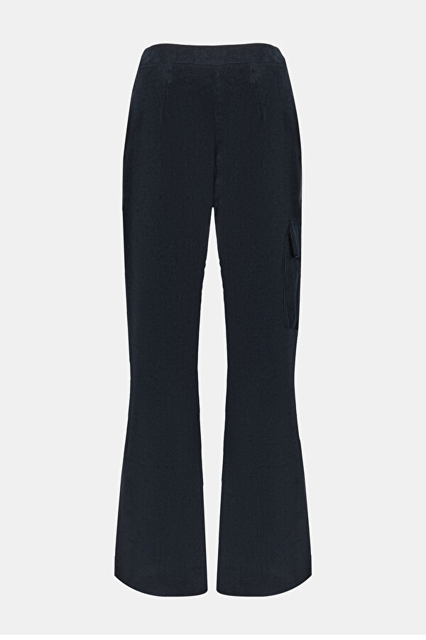 NAVY BLUE CORDED WIDE LEG TROUSERS 7