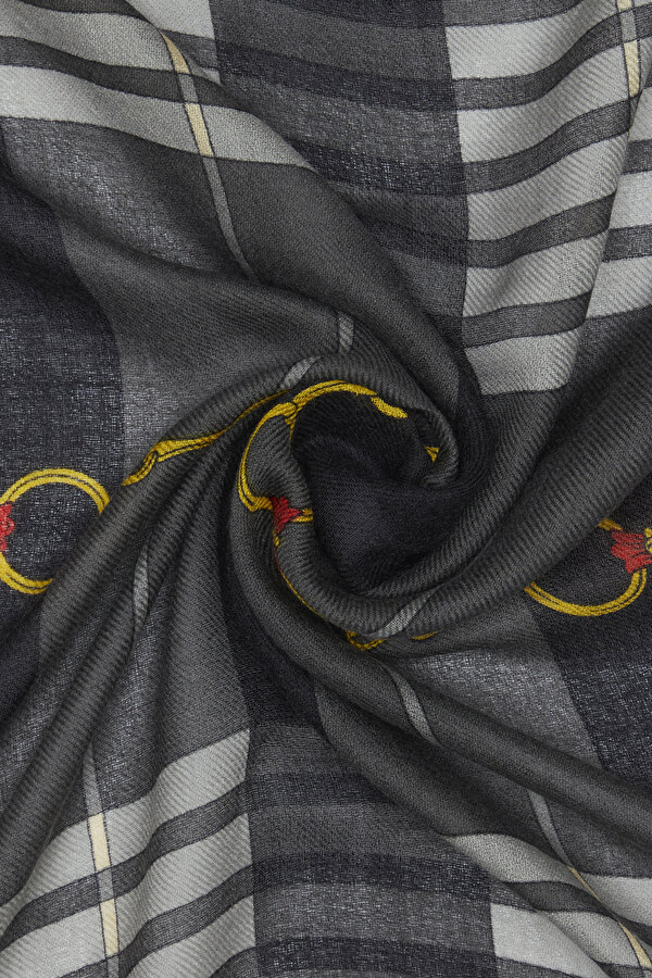 GREY GEOMETRIC DESIGN CASHMERE/SILK SHAWL 2