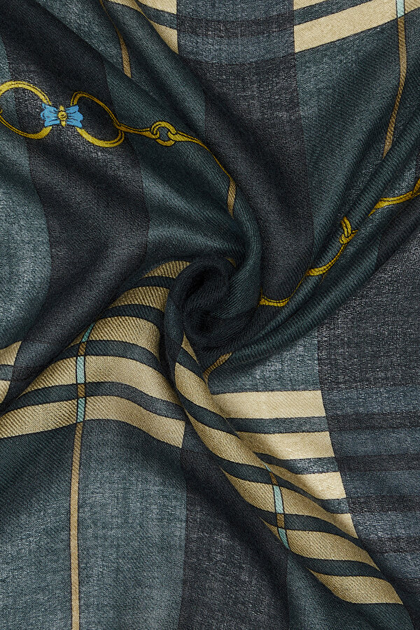 BEIGE GEOMETRIC DESIGN CASHMERE/SILK SHAWL 2