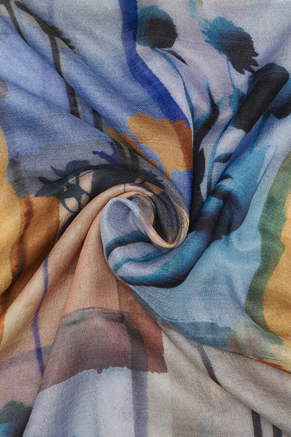 LIGHT ORANGE WOOL/SILK SHAWL 2