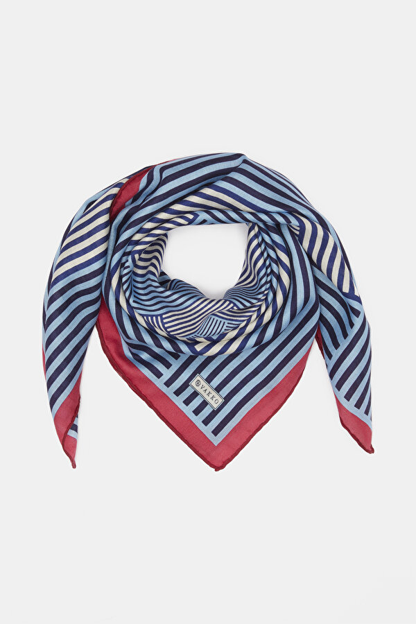 DARK BLUE GEOMETRIC DESIGN VOILE SILK GAVROŞ 2