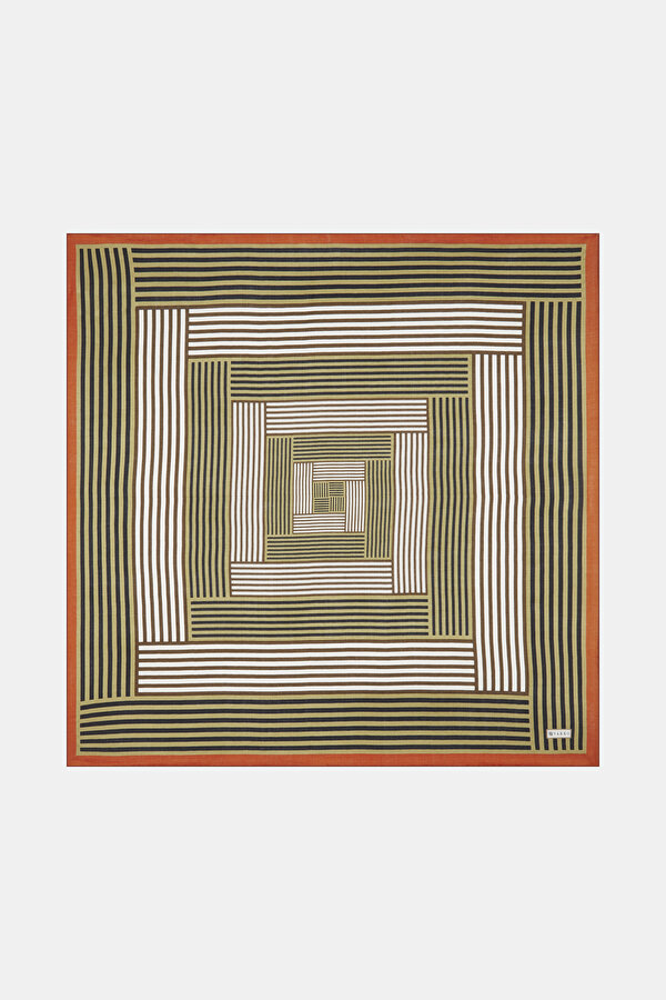 BROWN GEOMETRIC DESIGN VOILE SILK GAVROŞ