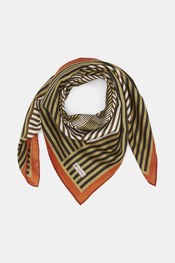 BROWN GEOMETRIC DESIGN VOILE SILK GAVROŞ 2