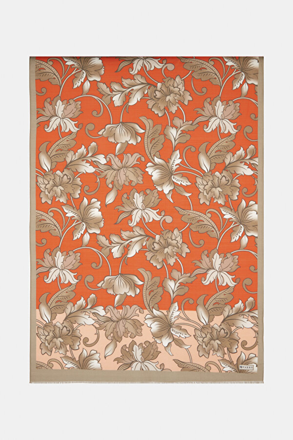 VERMILION COTTON/SILK SHAWL