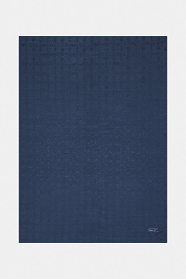 NAVY BLUE COTTON/SILK SHAWL