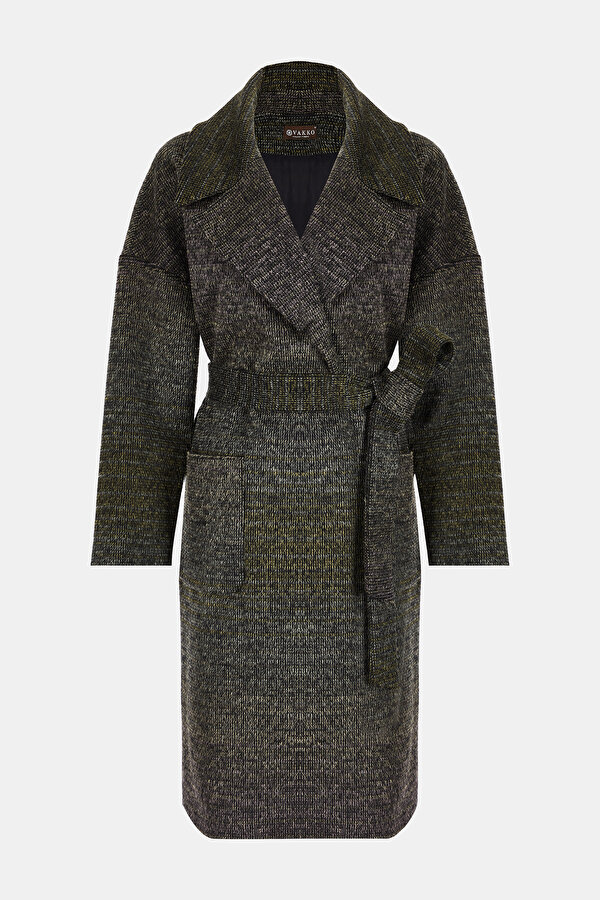 MULTICOLOR WOOL BELOW THE KNEE REEFER JACKET