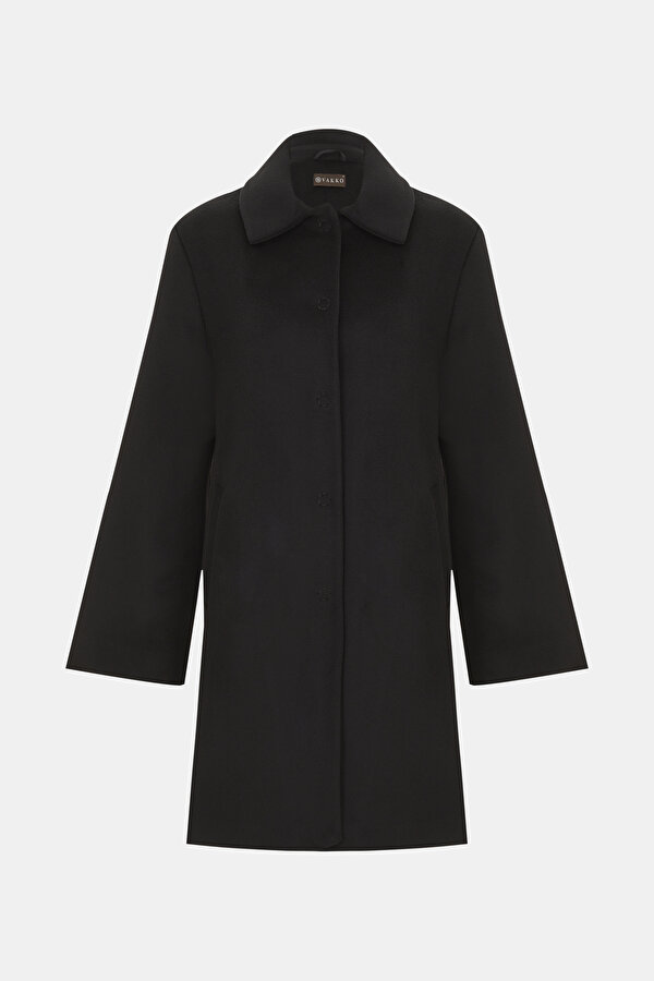 BLACK WOOL SHORT REEFER JACKET