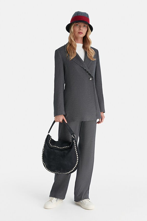 NAVY BLUE SURPLICE NECKLINE (CROSS-OVER NECKLINE) JACKET