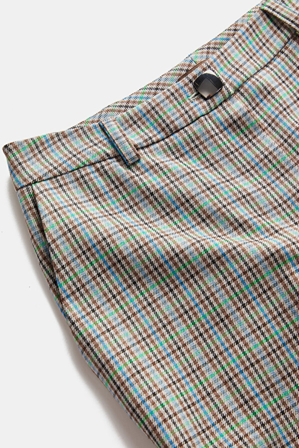 MULTICOLOR CHECK STRAIGHT CUT TROUSERS 6