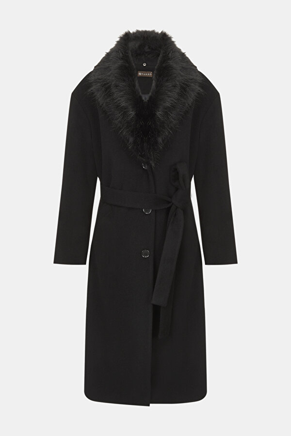 BLACK WOOL/CASHMERE OVERCOAT