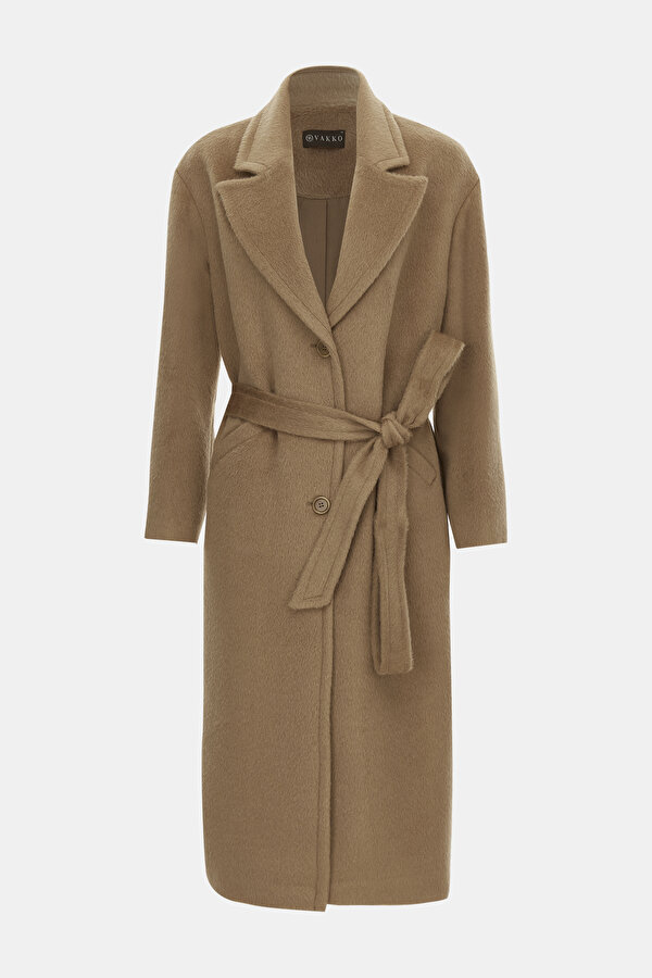 CAMEL ALPACA WOOL OVERCOAT