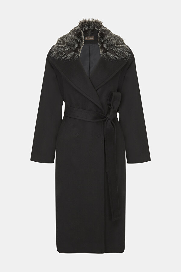 BLACK WOOL/CASHMERE OVERCOAT