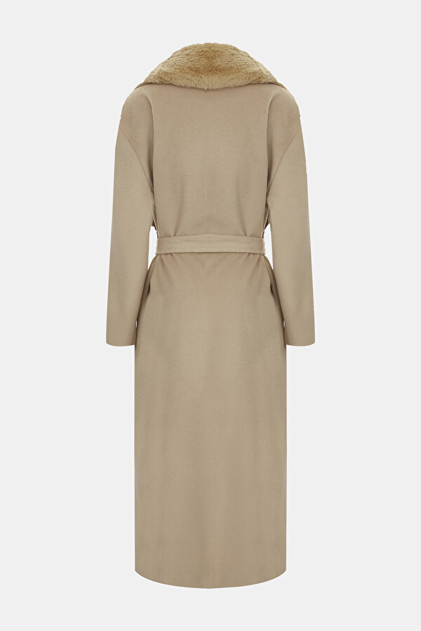 BEIGE WOOL/POLYAMIDE OVERCOAT 2