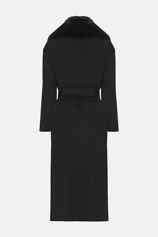 BLACK WOOL/POLYAMIDE OVERCOAT 2