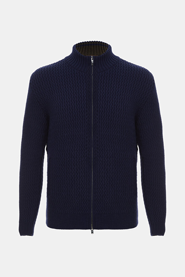 NAVY BLUE TRICOT CARDIGAN