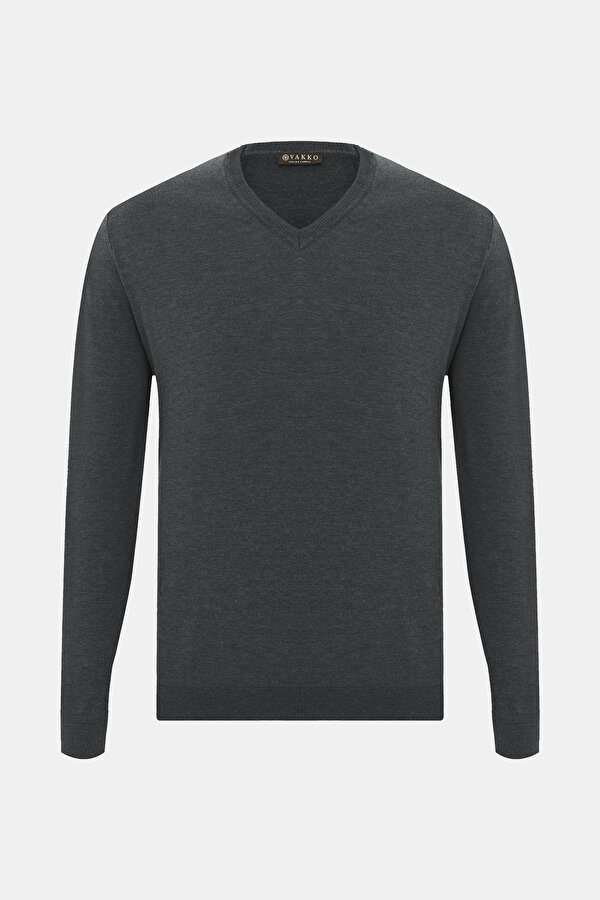 DARK GREY V NECK TRICOT JERSEY