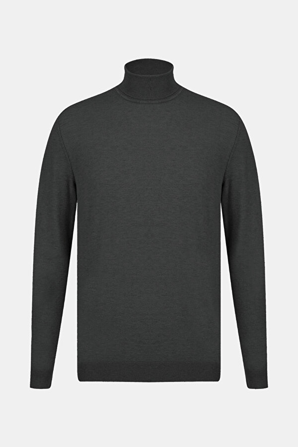 DARK GREY TURTLENECK TRICOT JERSEY