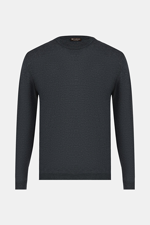 DARK GREY BASIC / ROUND NECKLINE TRICOT JERSEY