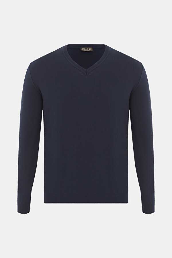 NAVY BLUE V NECK TRICOT JERSEY