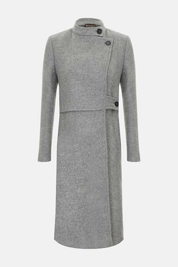 ANTHRACITE WOOL/CASHMERE BELOW THE KNEE REEFER JACKET
