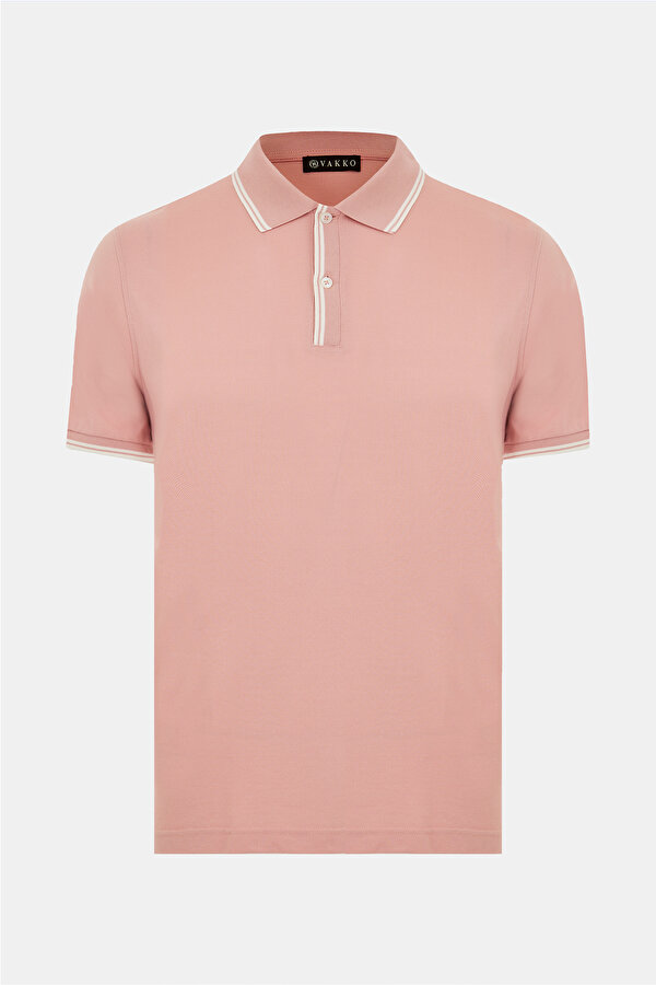 PEMBE POLO YAKA KISA KOLLU T-SHIRT