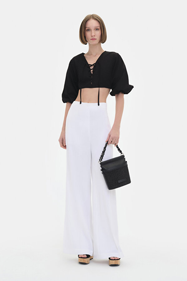 WHITE WIDE LEG TROUSERS