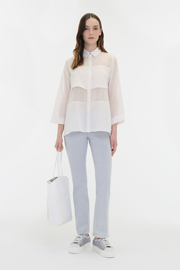 BLUE STRAIGHT CUT TROUSERS