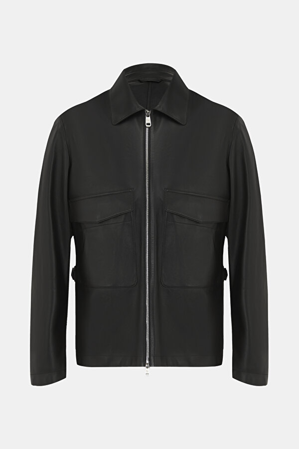 BLACK LEATHER COAT