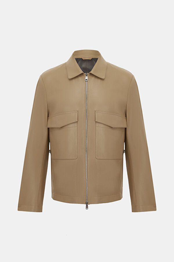 BEIGE LEATHER COAT
